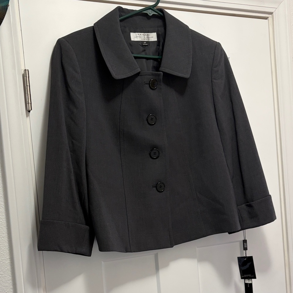 Tahari Charcoal Gray Blazer